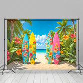 Lofaris Hawaii Outdoor Surfboards Green Summer Vibe Backdrop